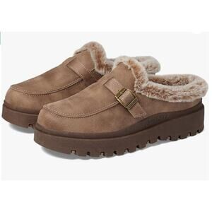Skechers Shindig Forever Retro Clogs Mushroom Fabric Upper Fur Lining Size 8 NIB